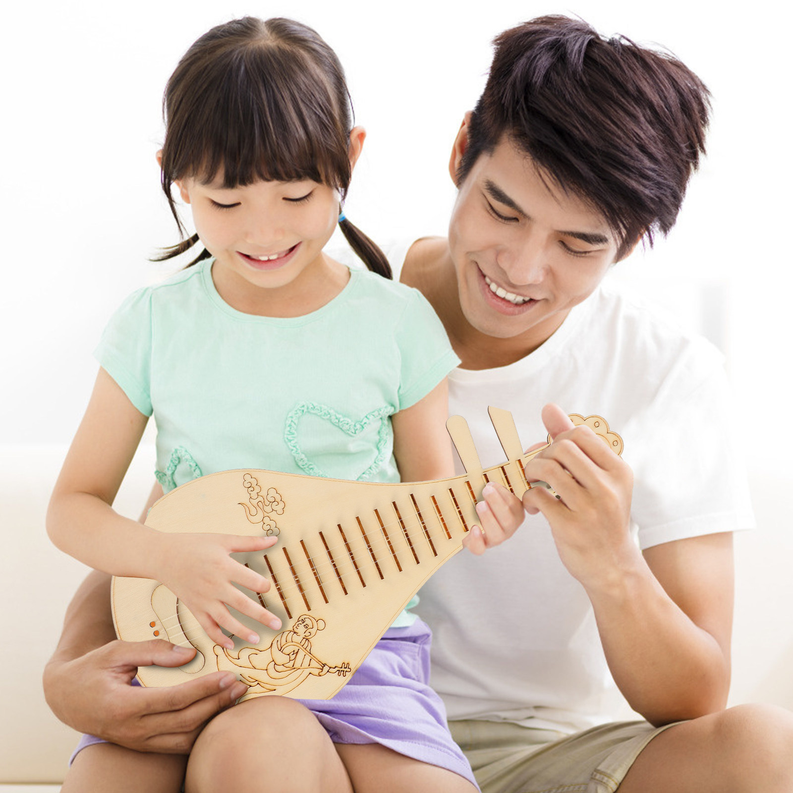 Musical Instrument Diy For Kids - 3Pcs Wooden Lute DIY Set Chinese