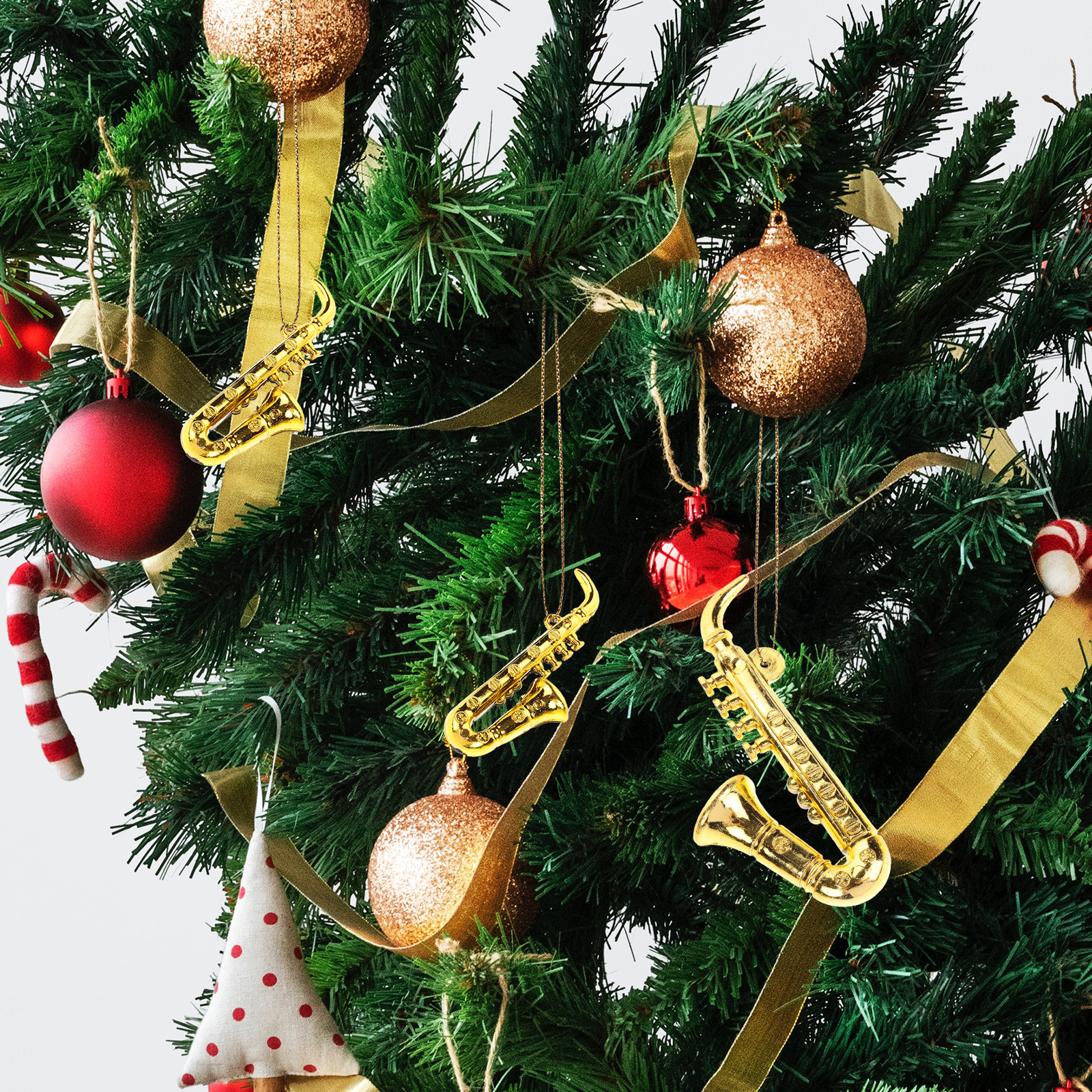 Musical Instrument Xmas Ornaments - 20Pcs Mini Plastic Saxophone Decorations Musical
