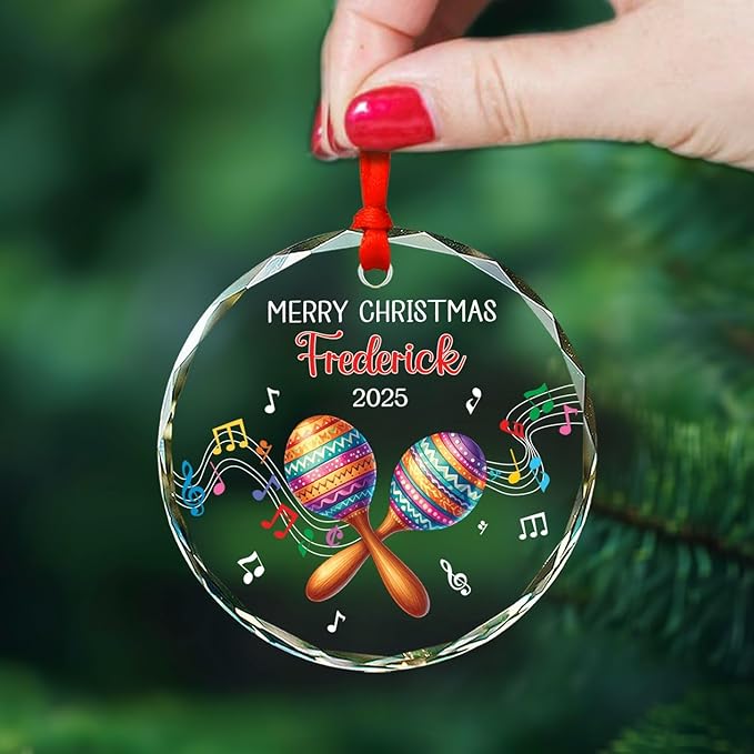 Musical Instrument Xmas Ornaments - Maracas Player Christmas Glass Ornament,Musical Instrument