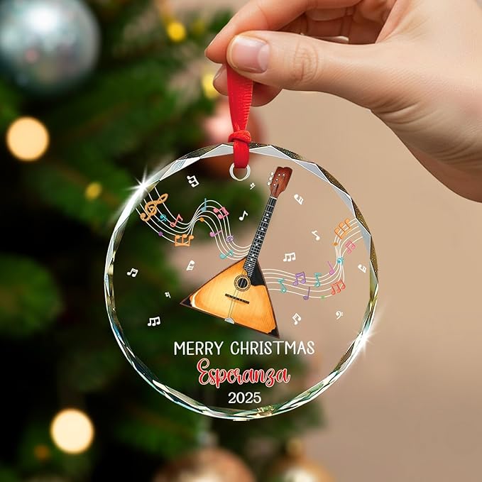 Musical Instrument Xmas Ornaments - Balalaika Glass Ornament Christmas 2025,Musical Instrument