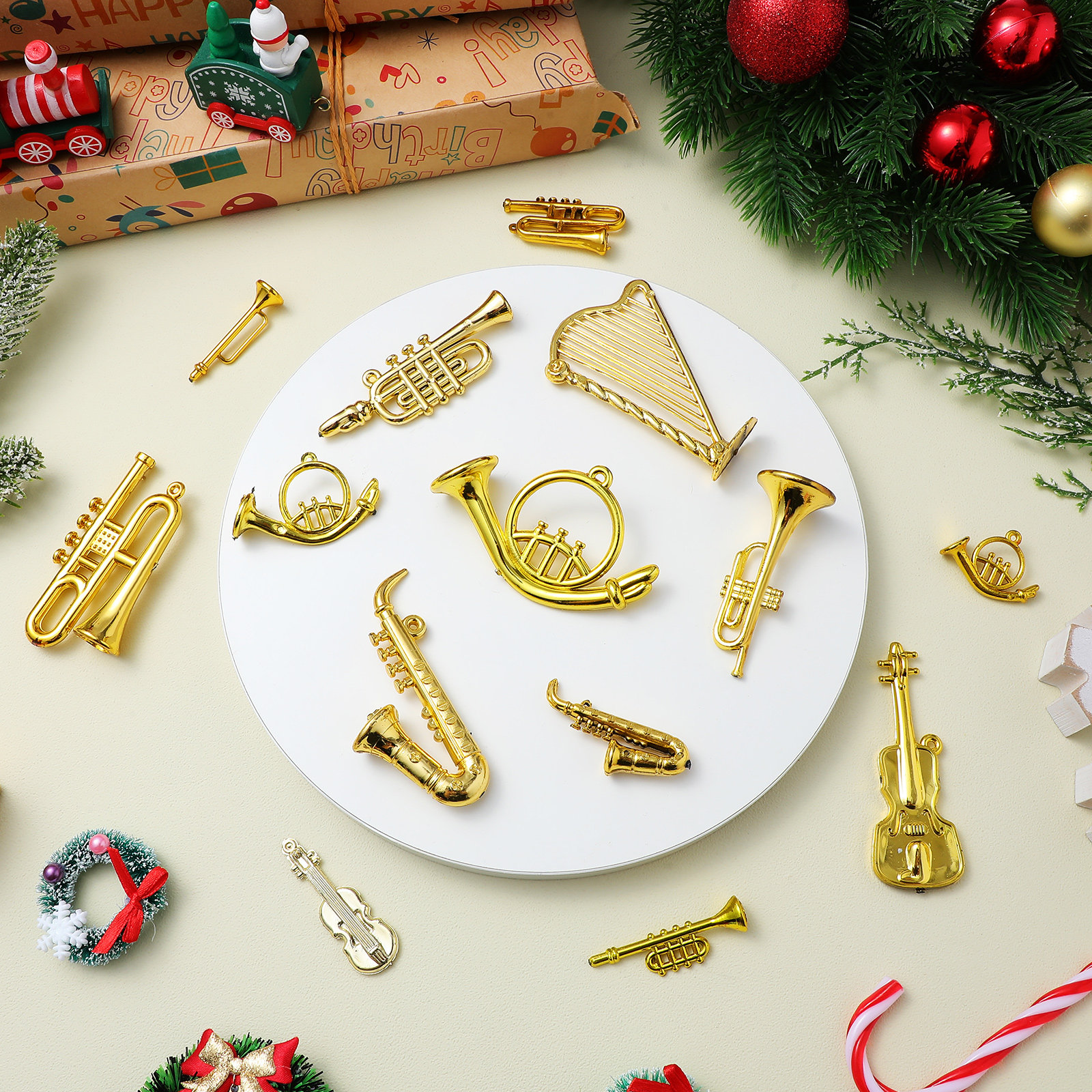 Musical Instrument Xmas Ornaments - 14Pcs Christmas Tree Musical Instrument Decorations