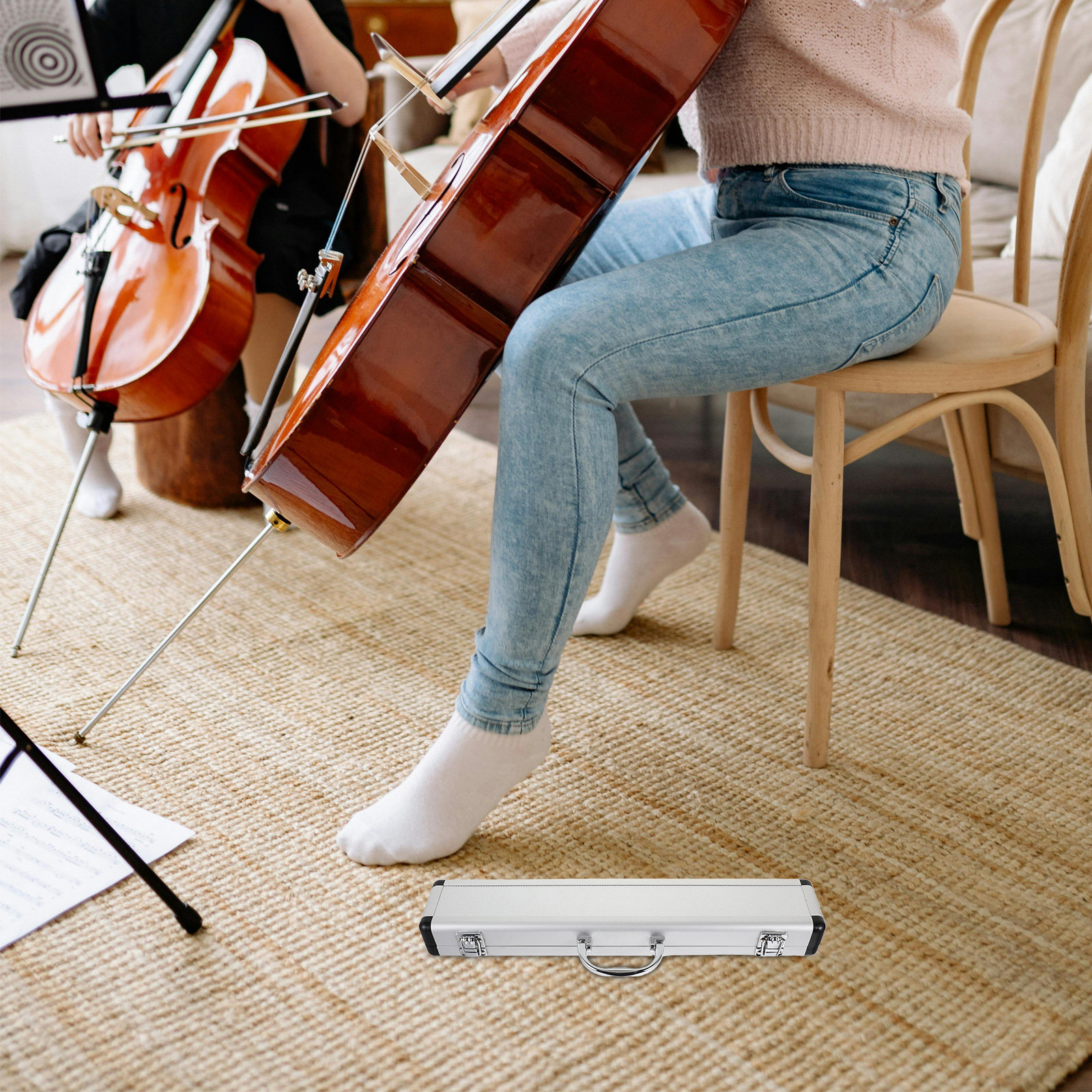 A Musical Instrument With Keys - Flute Case Aluminum Alloy Portable Storage