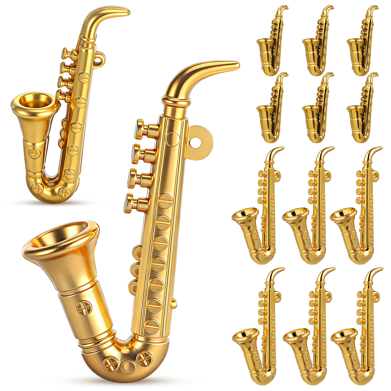 Musical Instrument Xmas Ornaments - 20Pcs Saxophone Ornaments Mini Plastic Musical