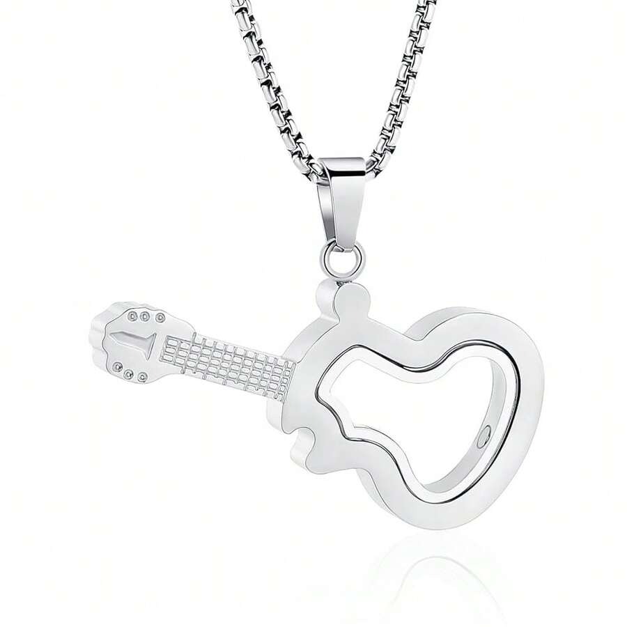 Musical Instrument Glass - Clear Glass Guitar Cremation Neckalce For