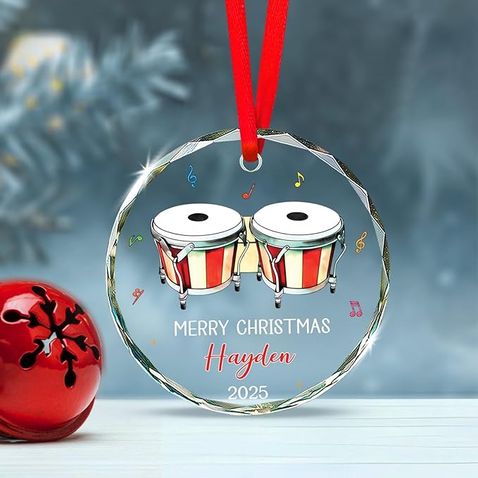 Musical Instrument Xmas Ornaments - Bongo Drum Player Christmas Ornament Gifts,