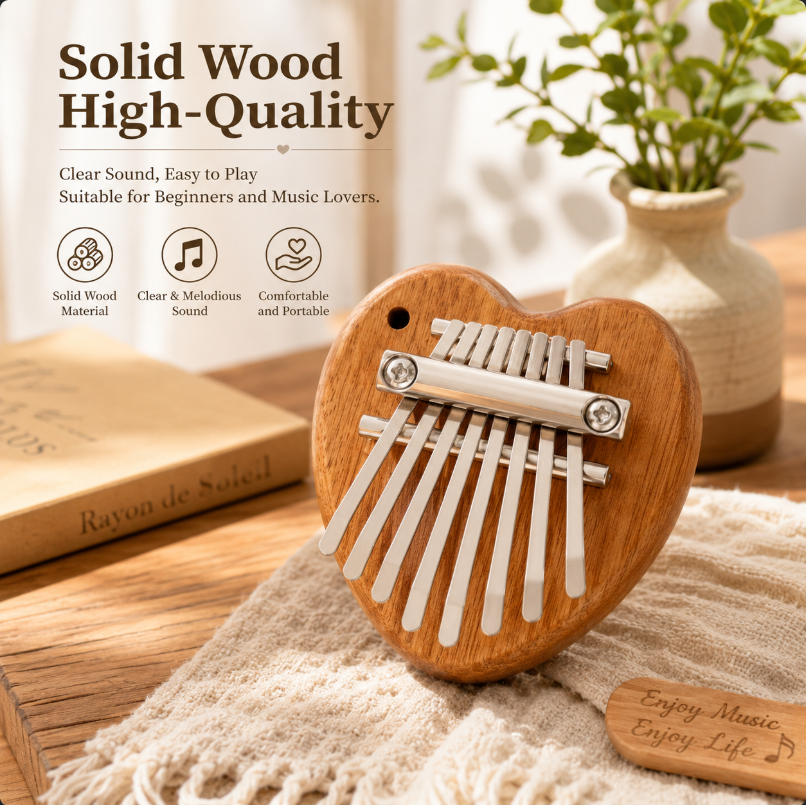 A Musical Instrument With Keys - 8 Keys Mini Kalimba Wooden Thumb