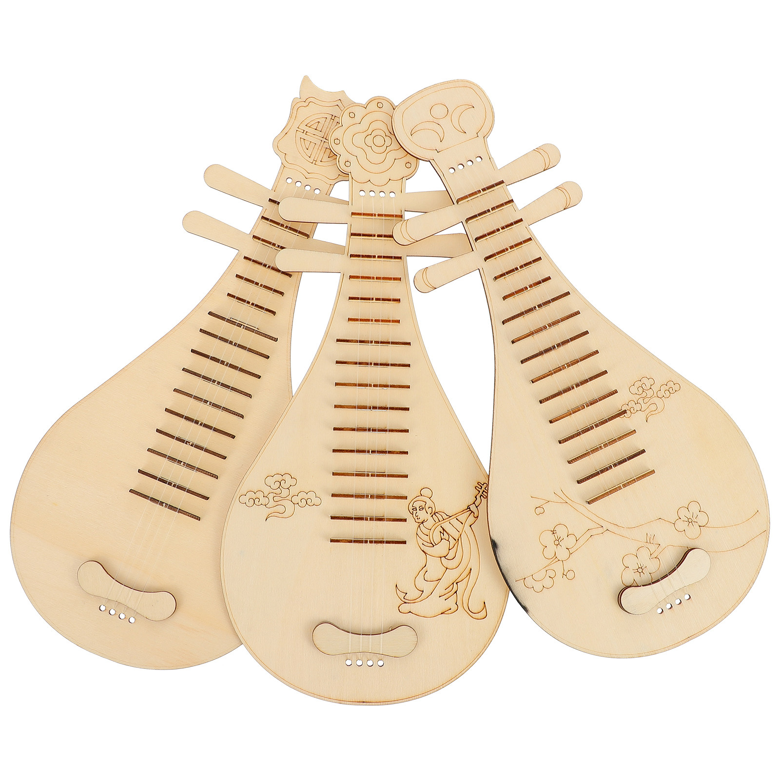 3Pcs Wooden Lute DIY Set Chine - đánh giá và giá Musical Instrument Diy For Kids