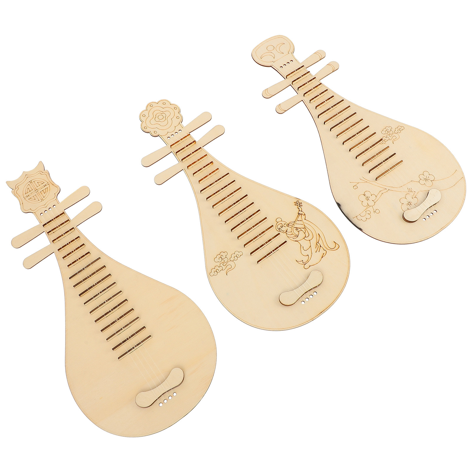 3Pcs Wooden Lute DIY Set Chine - đánh giá và giá Musical Instrument Diy For Kids