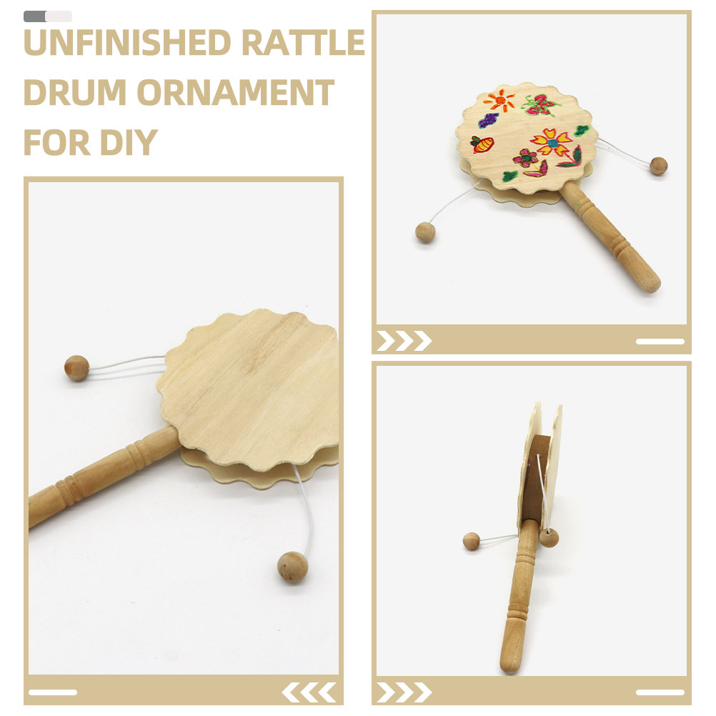 Unfinished Wooden Rattle-Drum  - đánh giá và giá Musical Instrument Diy For Kids