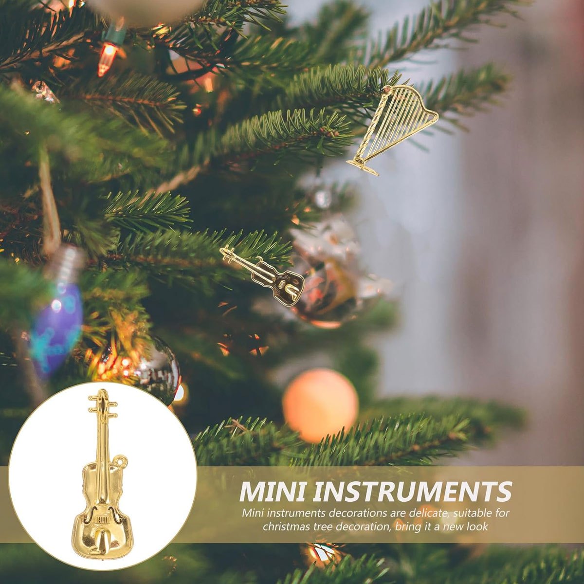 8Pcs 2-7cm Mini Golden Musical - đánh giá và giá Musical Instrument Xmas Ornaments
