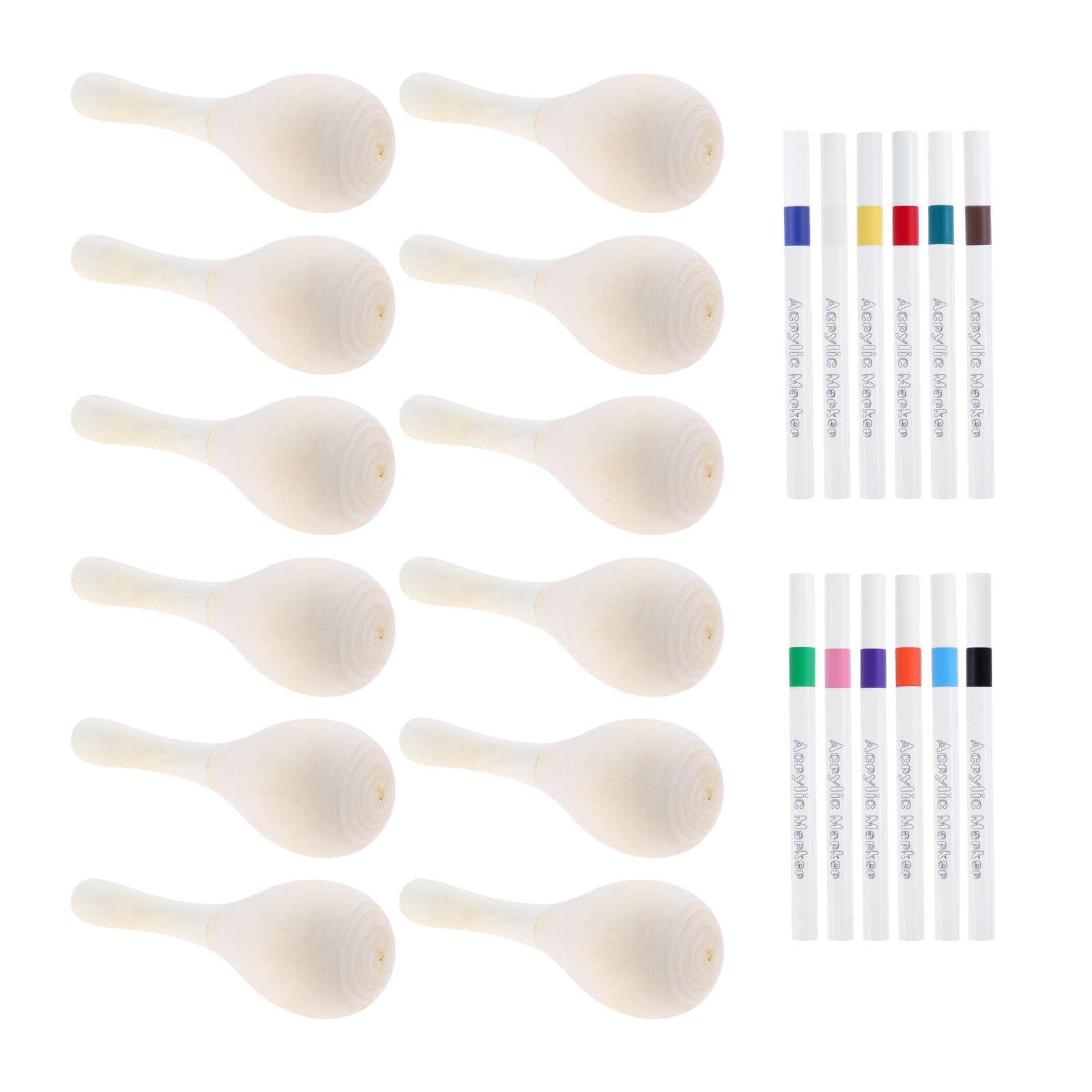 12Pcs DIY Mini Wooden Maracas  - đánh giá và giá Musical Instrument Diy For Kids