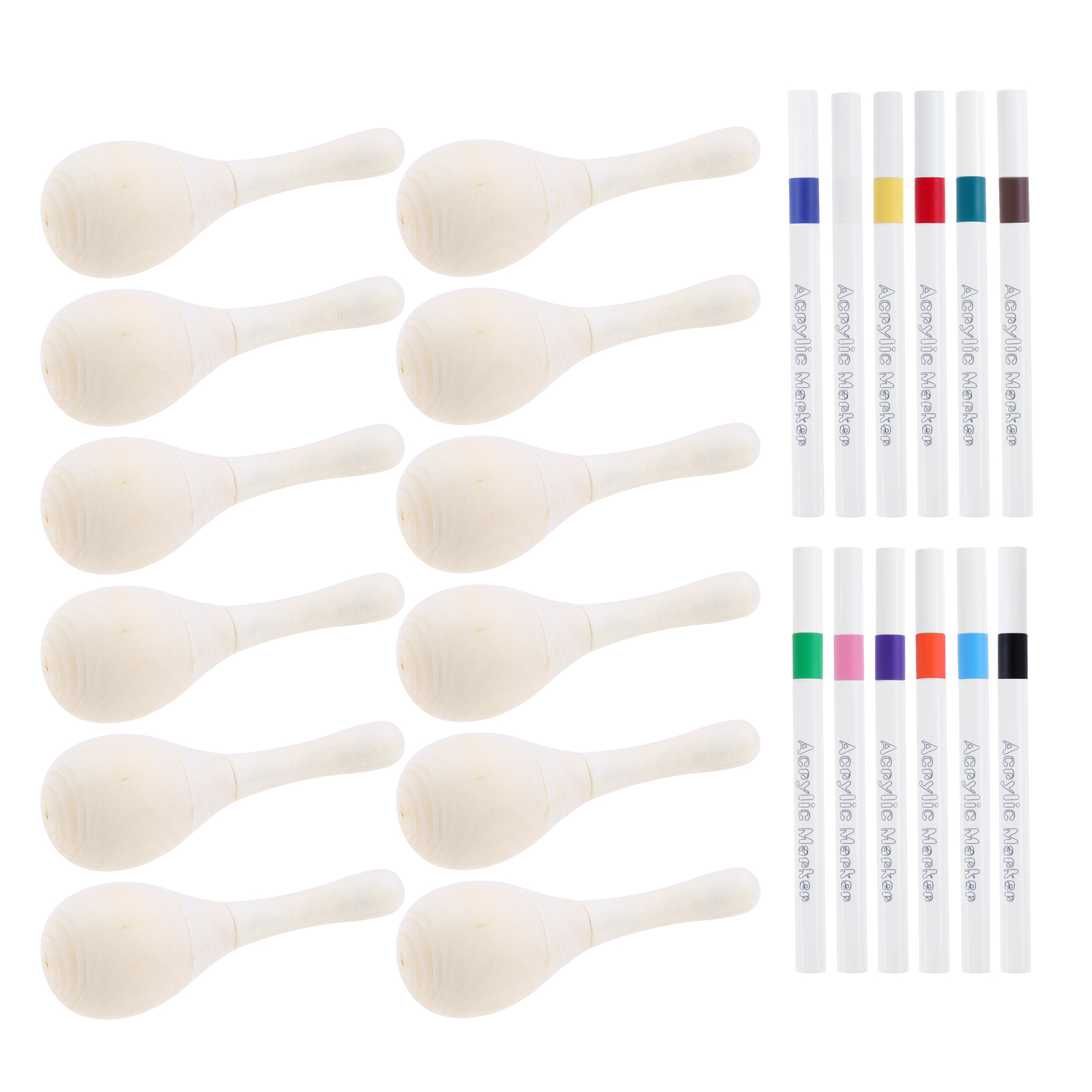 12Pcs DIY Mini Wooden Maracas  - đánh giá và giá Musical Instrument Diy For Kids
