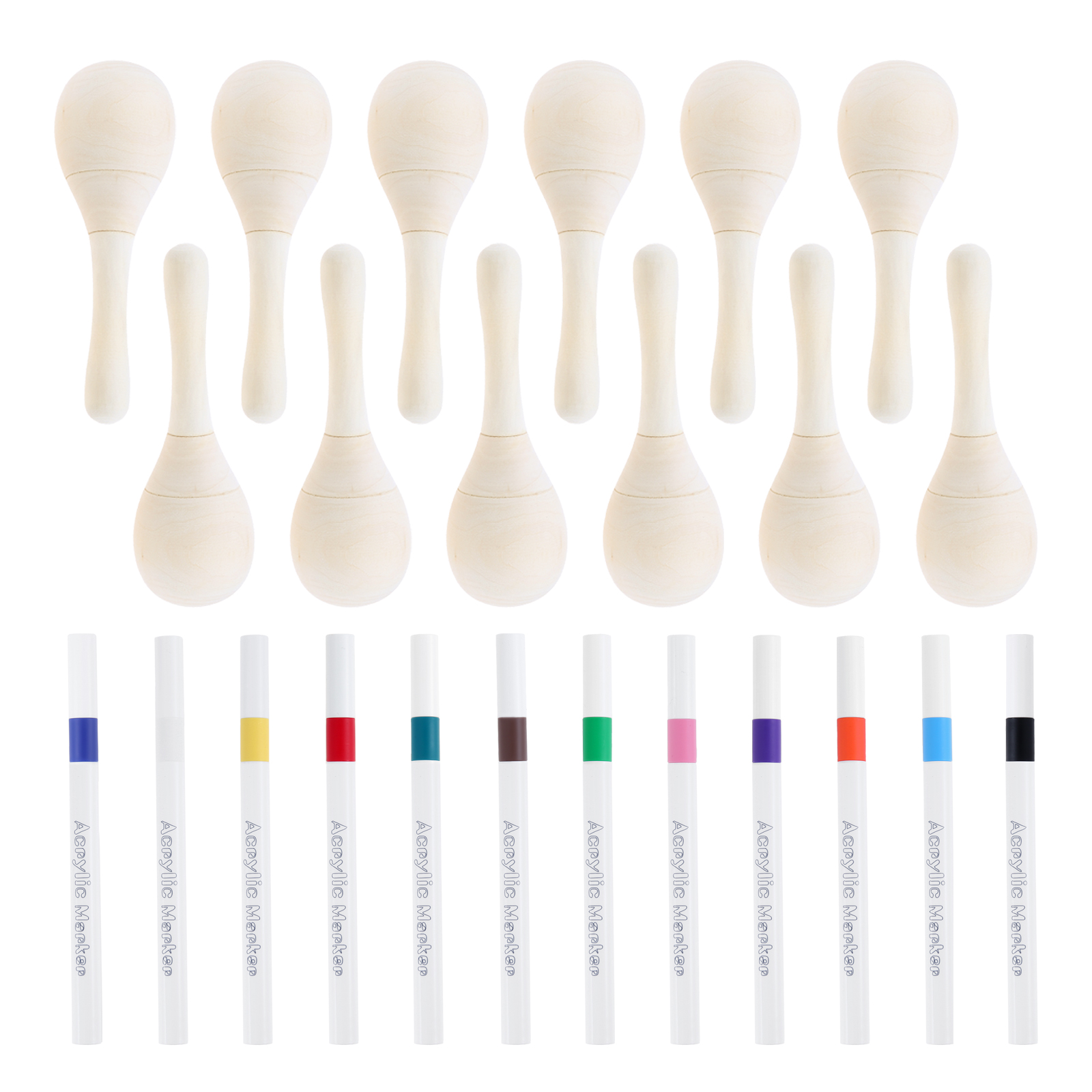 12Pcs DIY Mini Wooden Maracas  - đánh giá và giá Musical Instrument Diy For Kids