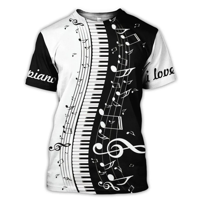 Piano Music 3d Print T Shirts  - đánh giá và giá Musical Instrument Japan
